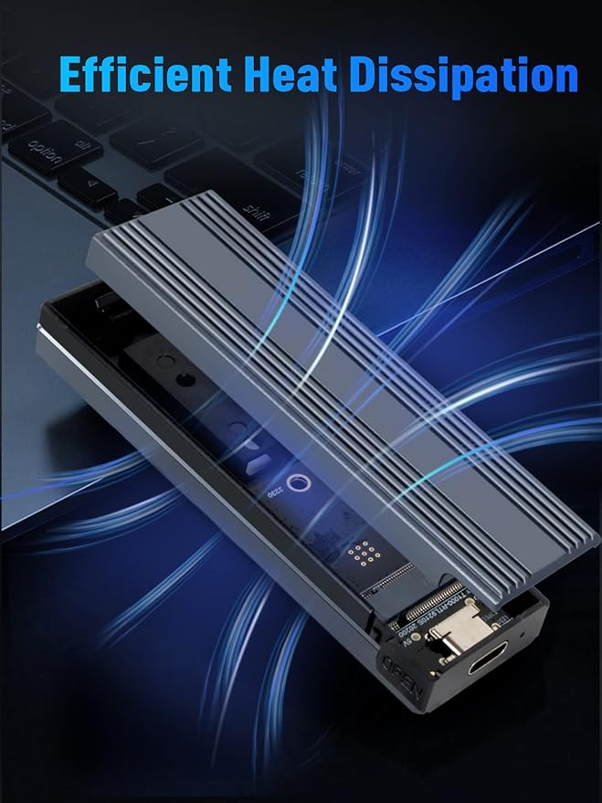 V VCOM M.2 NVMe SSD Enclosure,USB C External Adapter, USB 3.2 Gen2 (10Gbps) with UASP, Trim Support - M-Key(B+M Key) for 2230/2242/2260/2280 SSDs