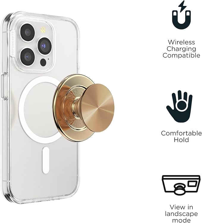 PopSockets Phone Grip for MagSafe, Magnetic Holder, Phone Stand, Enamel - Alum Radial Gold