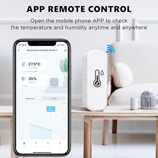 ZigBee Indoor Temperature and Humidity Sensor,Compatible with Alexa and Google Home,for Home,Baby Rooms,Greenhouses Accessories,Garages 1Pack(No Include Battery)