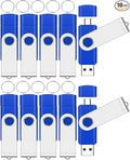 10 Packs of 8GB FAT32 USB2.0 & Type-C Flash Drives, EASTBULL 2-in-1 Dual Flash Drive Bulk USB-A + USB-C Thumb Drives Pack OTG Memory Sticks Compatible with Smartphones, Computers, Tablets, Mac (Blue)