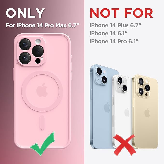 CAPRARO Magnetic for iPhone 14 Pro Max Case, [Compatible with MagSafe] [Full Camera Protection] Shockproof Protective Slim Translucent Matte Phone Case for iPhone 14 Pro Max 6.7'', Peach Pink