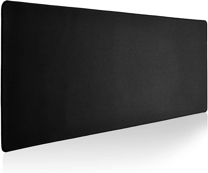 Reniteco Large Gaming Mouse Pad with Durable Stitched Edges, Non-Slip Rubber Base, Black Mousepad Mouse Mat Desk Pad for Home Office Gaming, 35.4''x15.7''x0.12'', Black