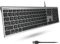 Macally Ultra-Slim USB Wired Computer Keyboard - Works Great as Both a Windows or Wired Mac Keyboard - Compatible Full Size Apple Keyboard with Numeric Keypad for Mac mini, iMac, MacBook - Space Gray