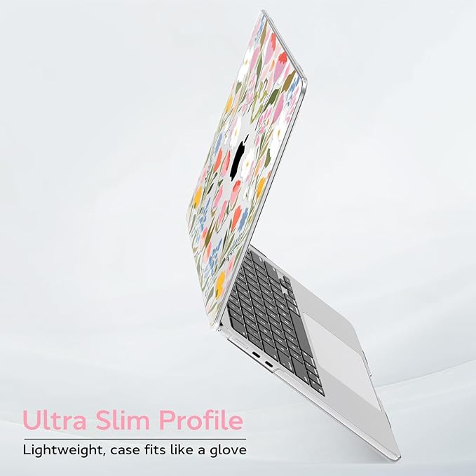 B BELK Compatible with MacBook Air 13 inch Case M5 2026 2025 2024-2022 M4 M3 M2 A3449 A3240 A3113 A2681, Plastic Hard Shell+Keyboard Cover+Screen Protector for MacBook Air 13.6 inch Case, Pink Flower