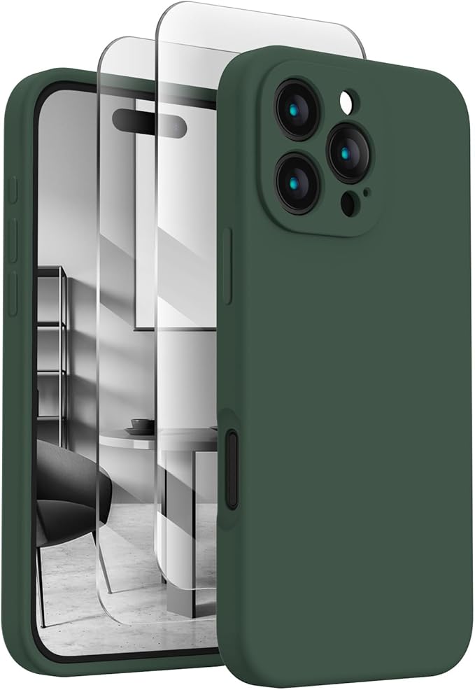 FireNova Designed for iPhone 16 Pro Case, Silicone Upgraded [Camera Protection] Phone Case, Soft Anti-Scratch Microfiber Lining Inside, 2024, Alpine Green