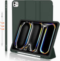 iMieet iPad Pro 13 Inch Case (M5/M4) 2025/2024 with Pencil Holder, Trifold Stand Smart Case with Soft TPU Back, Auto Wake/Sleep (Dark Green)