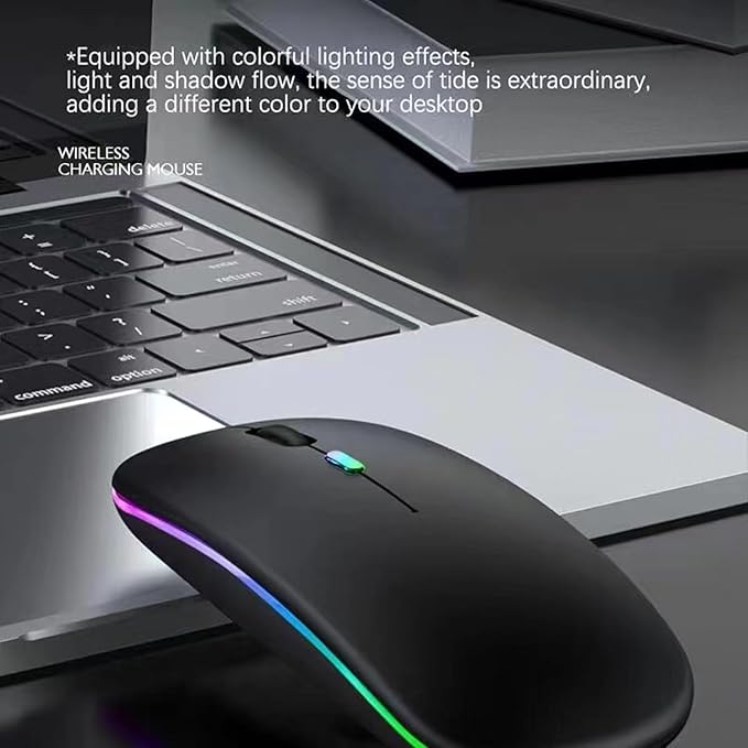 10 Pack Wireless Bluetooth Mouse,LED Dual Mode Rechargeable Silent Slim Laptop Mouse,Portable(BT5.2+USB Receiver) Dual Mode Computer Mice,for Laptop,Desktop Computer,ipad Tablet,Phone,TV (Black)