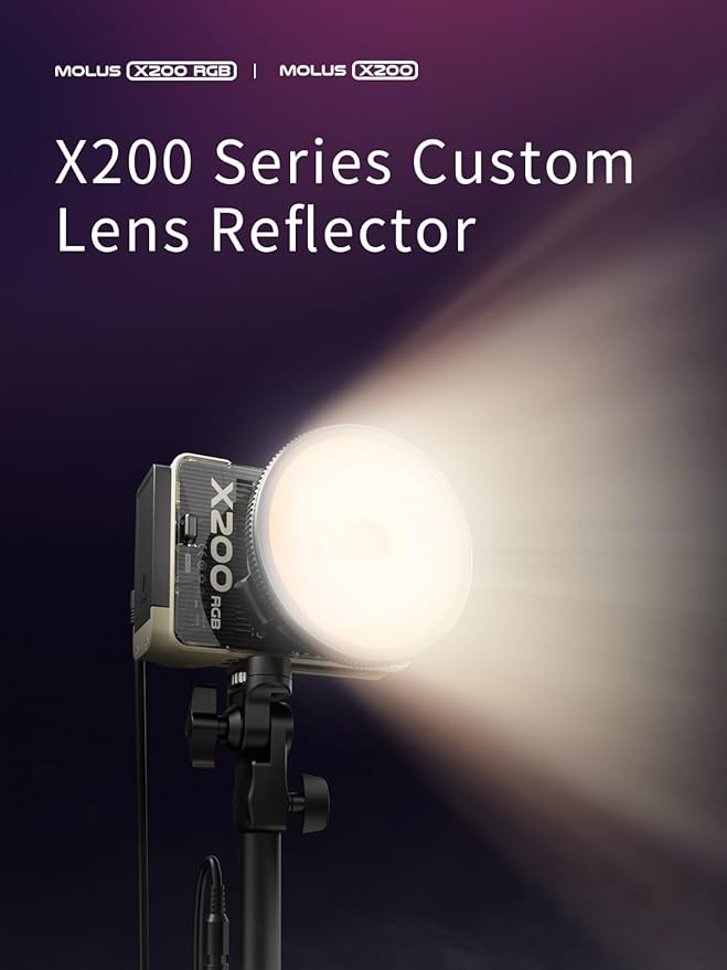 ZHIYUN MOLUS X200 Combo 200W Video Light Supports V-Mount Battery, HUB Expansion, and PD Power Photography Lighting 2700K-6500K CRI≥95 TLCI≥97 with Bowens Mount Diffuser for YouTube