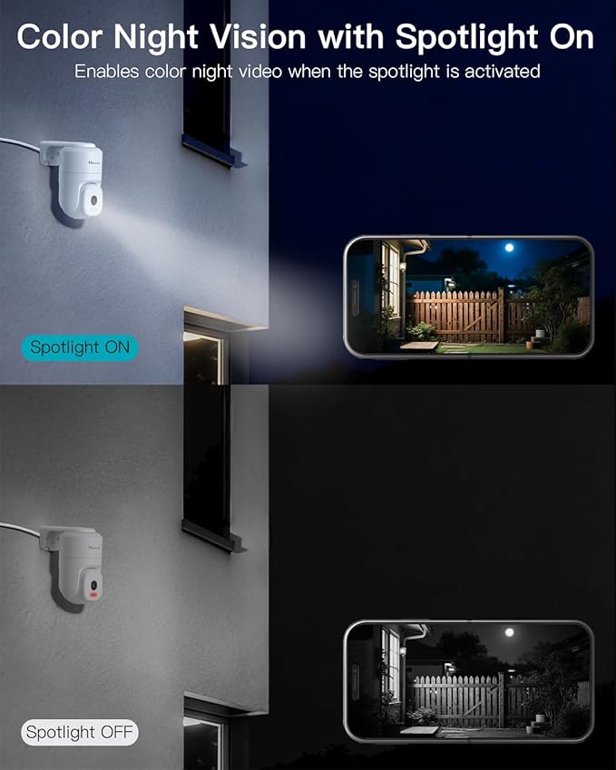 VIMTAG 2.5K 4MP Outdoor Security Camera, Pan/Tilt WiFi Home CCTV Camera, 360° View & Motion Tracking, Color Night Vision, 2-Way Audio, AI Detection Alarm, IP66, Cloud & SD Card Storage, Works w/Alexa