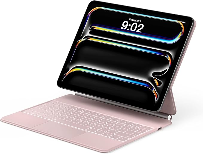 runelk Keyboard Case for iPad Pro 13-inch (M4 2024 / M5 2025), Magic-Style Magnetic Keyboard Case with Multi-Touch Trackpad, Floating Cantilever Stand Compatible with iPad Pro 13 - Pink
