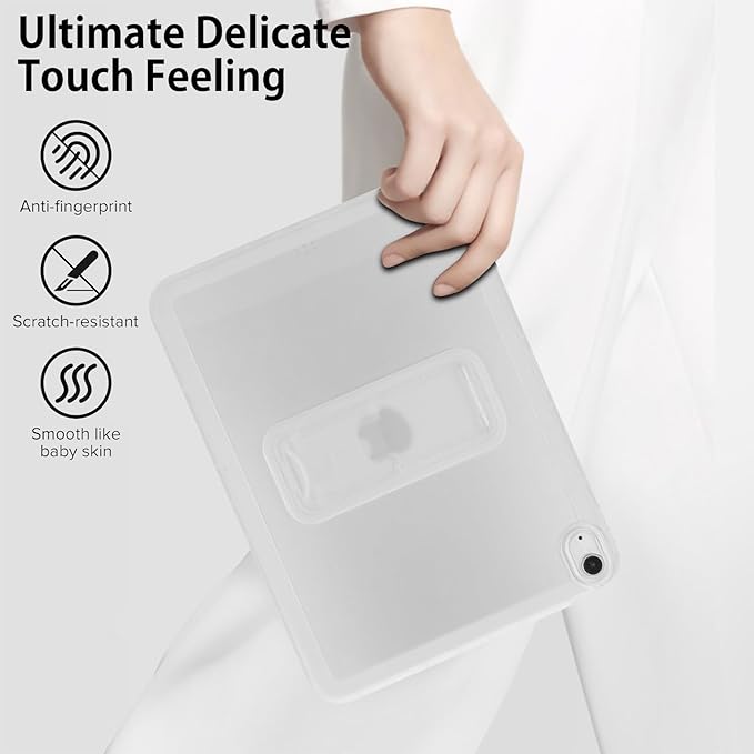 Slim Case for iPad Air 11-inch M4/M3/M2 (2026/2025/2024), Built-in Kickstand Non-Slip Shockproof Rugged Protective for Women Men, Clear