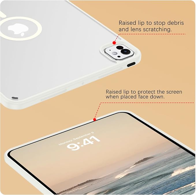 BENTOBEN Magnetic for iPad Pro 11 Inch Case (M5/M4) 2025/2024, Translucent Matte Back Slim Soft TPU Bumper Lightweight Shockproof Protective Women Girls Boys Tablet Case Cover, Stone