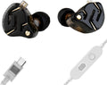 KZ ZS12 PRO 2 USB C Wired Headphones Type-C in Ear Monitor Headphone, 5BA+1DD 6 Driver Gaming Earbuds USB C Wired Earphones, HiFi Clarity Sound Immersive Bass IEMs for Gaming (Black, USBC-with Mic)