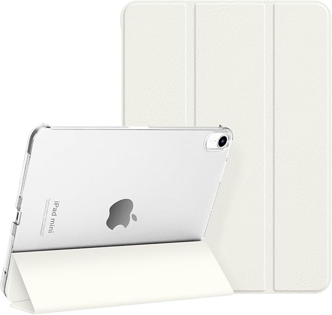 Case for iPad mini 7 (A17 Pro), Slim Smart Trifold Stand for iPad mini 7th/6th Generation 8.3 Inch 2024/2021, Hard PC Translucent Frosted Back Shell Case with Auto Wake/Sleep, White
