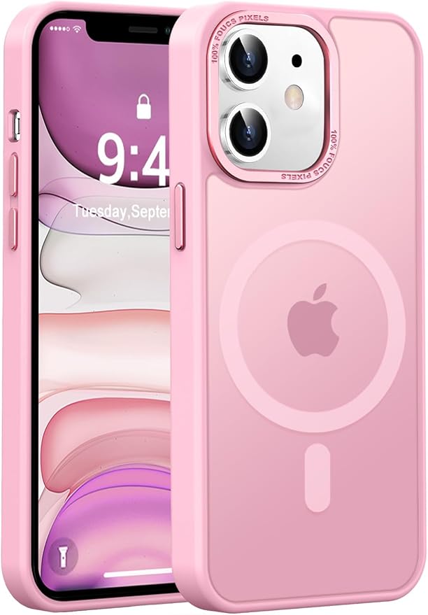 Newfuture Designed for iPhone 11 Case with Strong Magnetic [13 FT Military Drop Protection] [Compatible with Magsafe] Slim Translucent Matte Shockproof with Anti-Fingerprint Phone Case, Chalk Pink