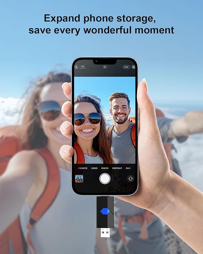 256GB USB Flash Drive, JUANWE USB 3.1 Thumb Drive 150MB/s High Speed Transfer, Dual Port USB Type-C & Type-A Memory Stick for Phone, Laptop, Tablet, Blue