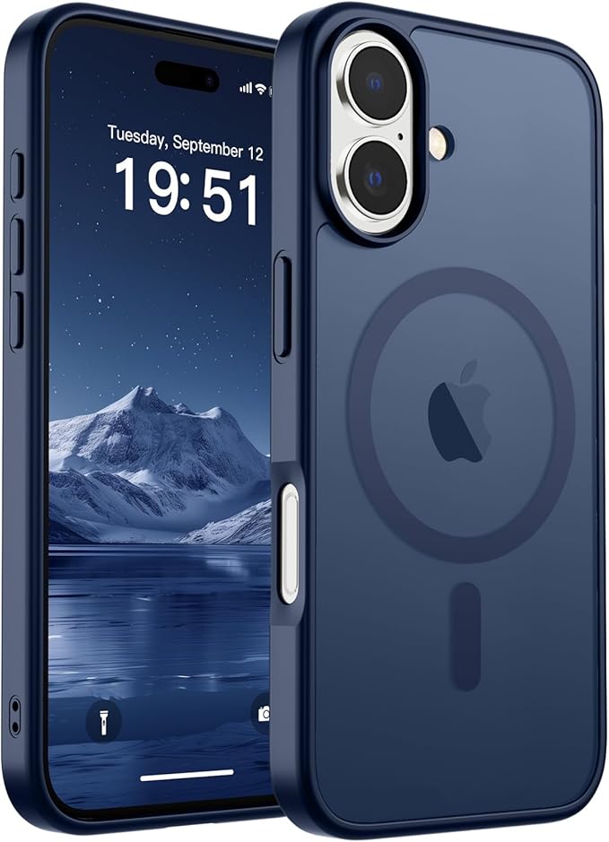 SUPFINE Magnetic for iPhone 17 Case (Compatible with MagSafe)(Military Grade Drop Protection) Translucent Matte Shockproof with Anti-Fingerprint Phone Cover,Dark Blue