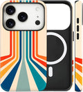 Magnetic for iPhone 17 Pro Max Case Cute Stripes Phone Case, Shockproof Slim TPU and Hard PC Protective Phone Cover Compatible with MagSafe Designed for Women Girls,Retro Stretch
