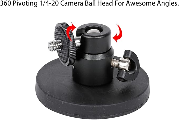 PellKing Magnet Camera Mount for GoPro Insta360 Akaso DJI Action,with Rotation Ball Head Super Strong Rubber Coating Neodymium Magnet for Car, Attaches to Steel or Other Magnetic Surfaces