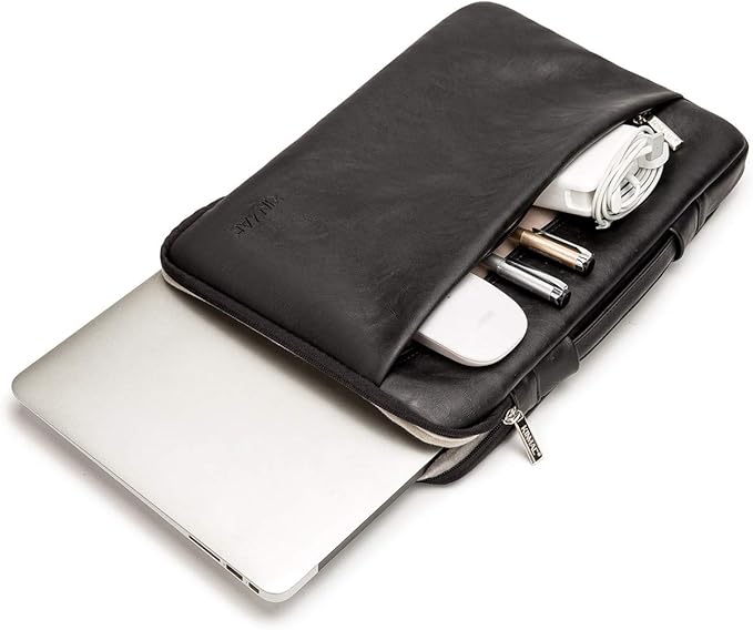 Kinmac 360° Heavy Duty Protective Laptop Sleeve Case Bag Cover with Handle for MacBook Air 13 inch,iPad Pro 13 inch and 13.3 inch HP,Dell,Lenovo,Asus,Acer Laptop (Black PU)