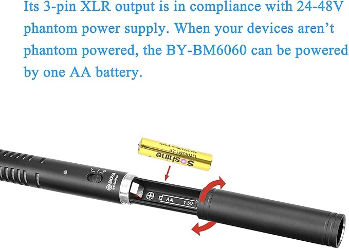 BOYA XLR Microphone, Shotgun Microphone BY-BM6060 with Shockmount Windscreen Mic for Camera DSLR External Condenser Professional Microphones for Video Interview ENG Film