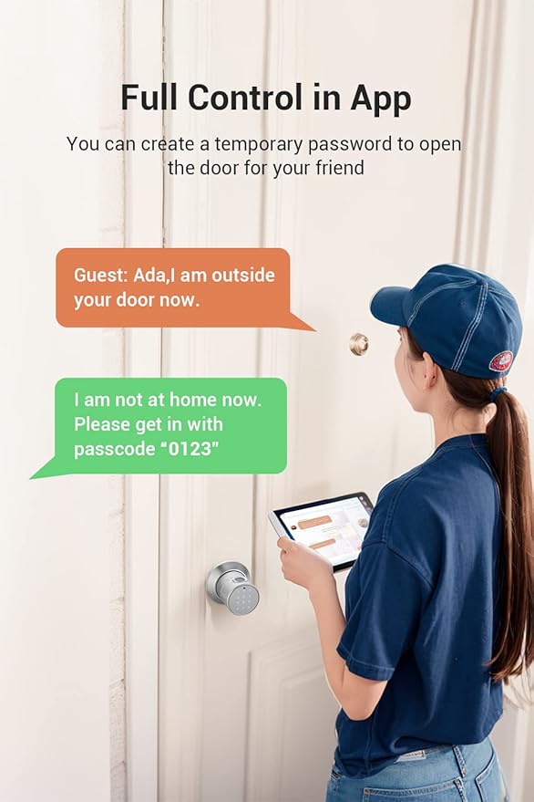 Buoan Big Fingerprint Smart Door Knob, Keyless Entry Door Lock with Handle, with Keyboard, Bluetooth, App, Easy to Install, Suitable for Hotels, Bedrooms, Study, Offices
