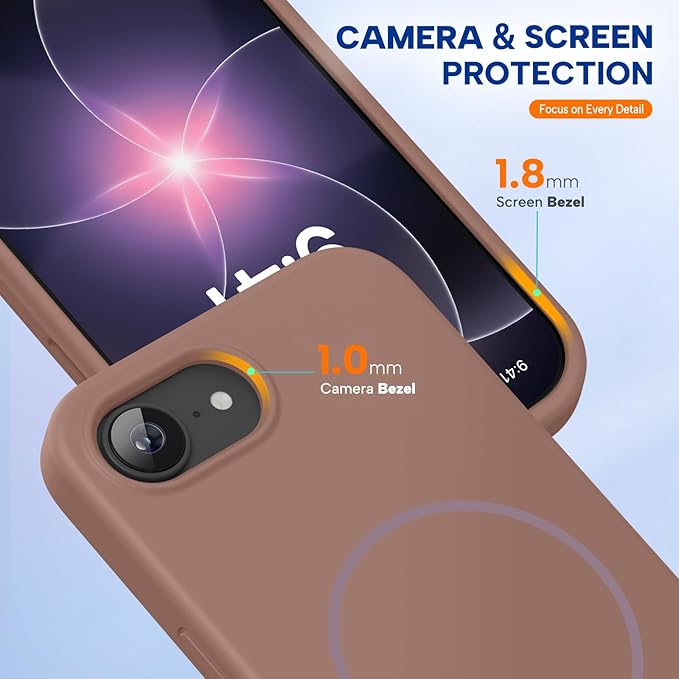 Miracase Magnetic for iPhone 17e Case & iPhone 16e Case, [Soft Anti-Scratch Microfiber Lining], Compatible with MagSafe, Silicone Shockproof Protection Phone Case for iPhone 17e/16e, Chocolate
