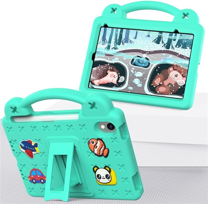 AKABEILA Compatible with Apple iPad mini 6 2021 8.3 inch Tablet Case, Lightweight Shockproof Protective Case with Shoulder Strap & Stand Handle & Pen Tray for Girl Kid Gift Mint Green