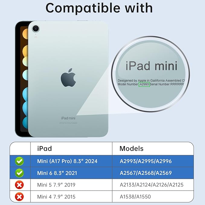 MoKo for iPad mini 7 A17 Pro Case 2024, iPad mini 6th Generation Case 8.3 Inch 2021 with Pencil Holder, Slim Light Trifold Smart Protective Cover with Hard PC Translucent Back Shell, Sky Blue