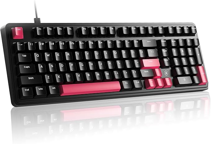 FIRSTBLOOD ONLY GAME. AK980 Gaming Mechanical Keyboard - 101-Key Hot-Swap Gasket Mount USB Wired Keyboard with Pre-Lubed Red Switches, NKRO, for Esports (Black-Red)