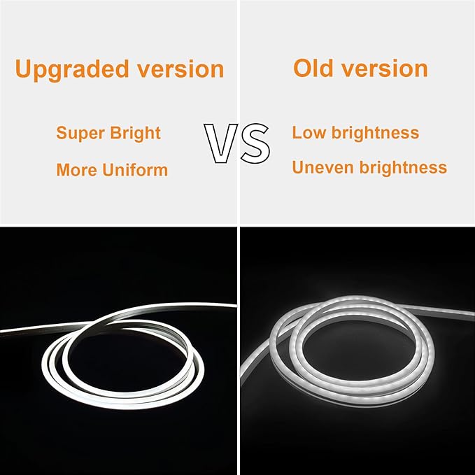 6.56FT White Neon Light Strip, 5V USB White Led Strip Lights with Touch Controller, Flexible Neon Rope Light for Bedroom, Party, Home Decor, Poster Lights