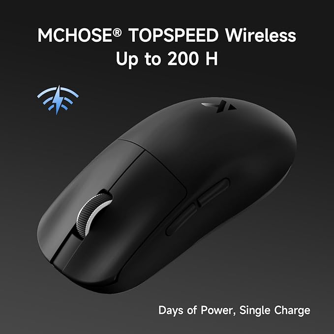 MCHOSE L7 Pro Wireless Gaming Mouse Super Light 39g, Gaming Mouse Esport with 26K DPI, Optical Switch, Programmable Buttons, Dual 8K Polling and PAW3395 Sensor, Tri-Mode Connection, PC/Mac - Black