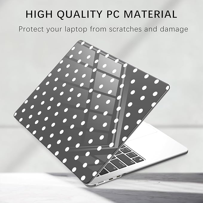 Compatible with MacBook Air 13 inch Case M1 A2337 A2179 A1932 2022 2021 2020 2019 Release, Cute White Polka Dot Protective Hard Shell Clear Black Cover for MacBook Air 13.3 inch