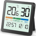 NOKLEAD Indoor Thermometer Hygrometer, Mini Desktop Digital Temperature and Humidity Monitor with Comfort Indicator and Clock, Accurate Room Humidity Gauge for Home, Garage, Greenhouse, Wine Cellar