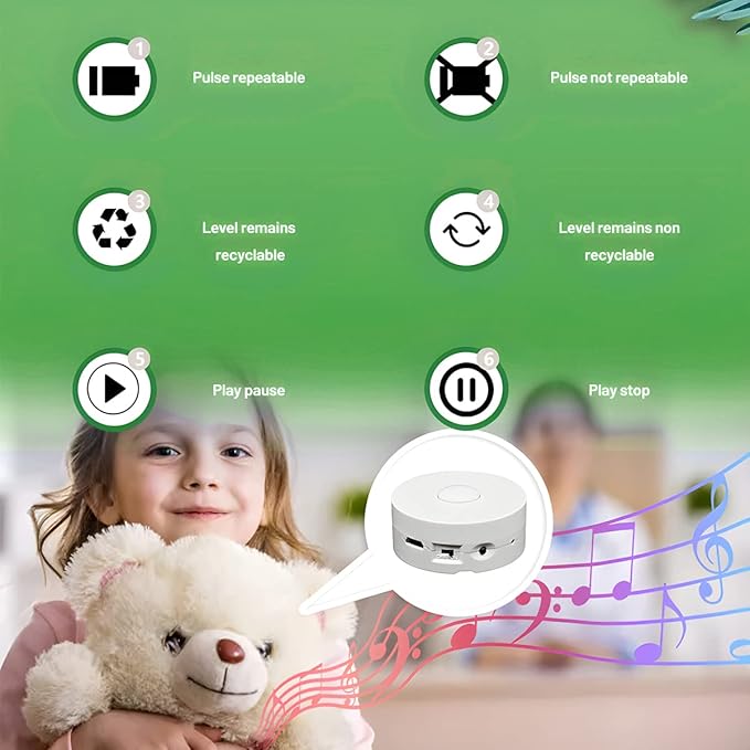 XLW Voice Recorder,16Min Voice Recording Button for Stuffed Animals, Bear,Crafts Pillow.16MB Record Custom Messages for Xmas Halloween New Year Birthday Creative DIY Present (2P White)