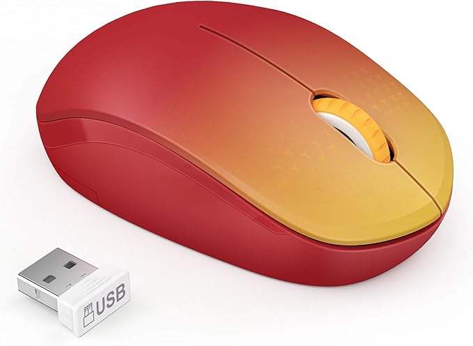 seenda Wireless Mouse for Laptop, 2.4G Noiseless Mouse with USB Receiver - Optical Tracking Portable Computer Mice for Chromebook, PC, Tablet, Windows System, 24 Months Battery Life - Gradient Red