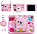 3D Cute Bear Case for iPad mini 7 (A17 Pro) 2024/Mini 6 2021 8.3 inch,Kawaii Cartoon Pretty Sweet Bear Soft Silicone Foldable Stand Case with Lanyard for Kids Teens Girls Women