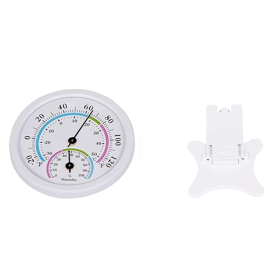Mini Indoor Thermometer Hygrometer Analog 2 in 1 Temperature Humidity Monitor Gauge for Home, Room, Outdoor, Offices, Display Mechanical Diameter 75mm-2 Pack (No Battery Needed)-White