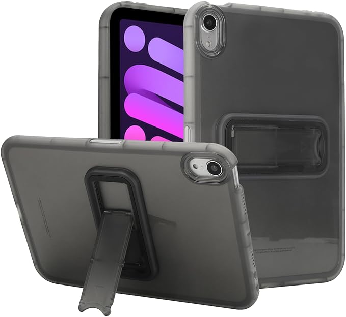 Slim Case for iPad mini 7 (A17 Pro) 2024/ Mini 6 8.3'', Built-in Kickstand Non-Slip Military Grade Drop Protection Rugged for iPad mini 7th 6th Generation,Black