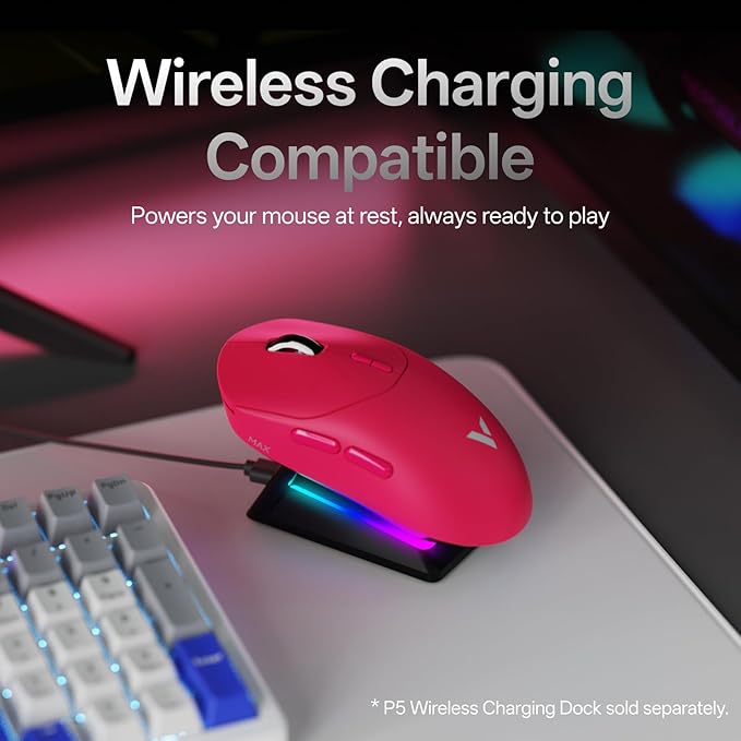 Rapoo VT2 Wireless Gaming Mouse, True 8K Wireless Polling Rate, 53g Lightweight, Up to 500 Hr Battery, Nordic nRF54L15 MCU, 100-Million Mechanical Switch, 10 Programmable Buttons, Macro Enabled