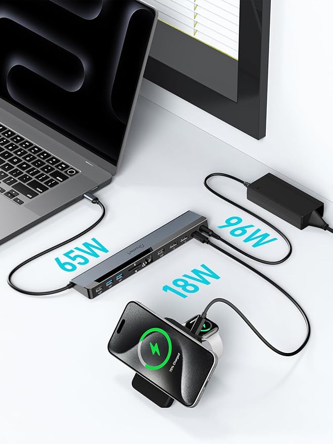 USB C Docking Station Dual Monitor 4K@60Hz, 12-in-1 Laptop Dock with 2*HDMI, 4*USB, Thunderbolt 3/4 Dock, SD/TF Slot, Ethernet, Audio, 96W Power Adapter, for HP, Lenovo, Dell, ASUS,Surface
