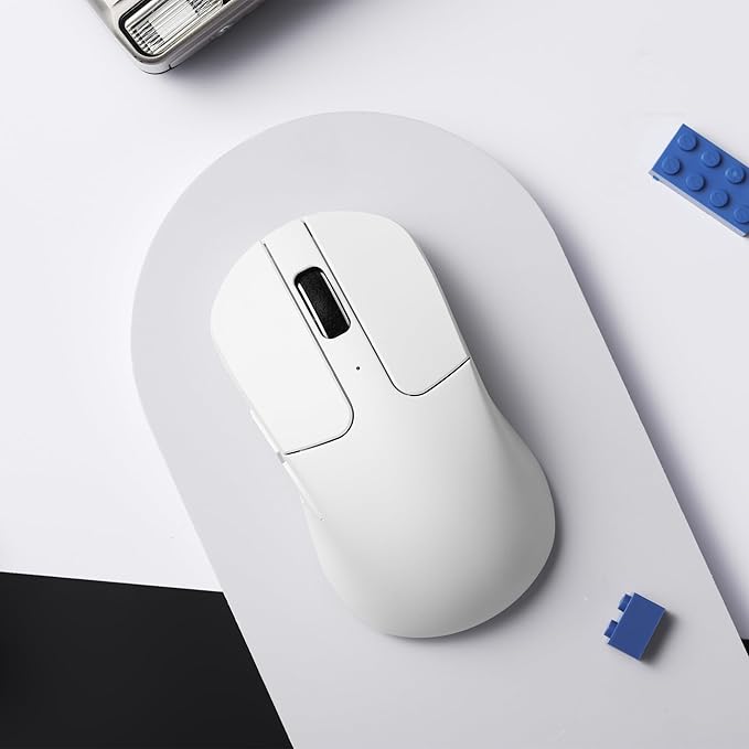 Keychron M3 Mini Wireless Optical Mouse, Bluetooth 5.1/2.4 GHz/Wired Gaming Mouse, Programmable PixArt 3395 Sensor with up to 26,000 DPI/ 650 IPS, Lightweight Ergonomic for Windows Mac Linux - White