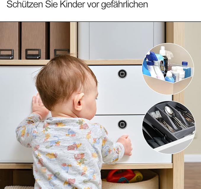 Fingerprint Cabinet Lock 32mm eLinkSmart Child Safety Baby Proofing Biometric Keyless Bluetooth Electronic Smart Drawer Lock for Furniture Liquor Locker Pantry Cupboard - 1.26"