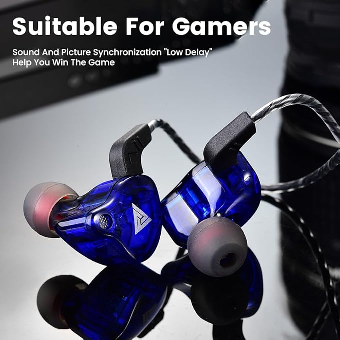 Gaming Earbuds with Mic,Universal 3.5mm HiFi Sport Headphones in Ear Earphone for Running with Microphone Headset Music Earbuds (with mic, Blue)