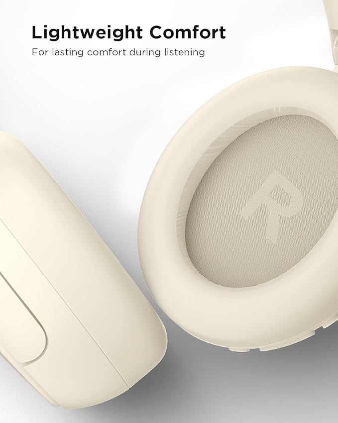 TALIX H30 Hybrid Active Noise Cancelling Headphones, 110H Playtime Hi-Res Audio Bluetooth 6.0 Wireless Over Ear ANC Headphones for Commute/Workout/Gym (Off-White)
