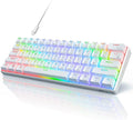 RK ROYAL KLUDGE RK61 Wired 60% Mechanical Gaming Keyboard Programmable QMK/VIA RGB Backlit 61 Keys Ultra-Compact Hot Swappable Blue Switch White