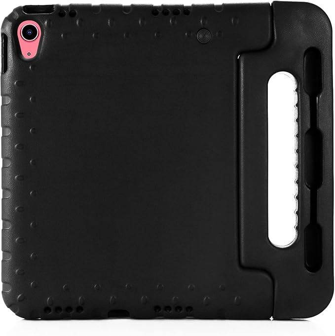Kids Case for iPad 10th Generation (2022), iPad 11" A16 2025 Case with Pencil Holder, Techcircle Handle Stand Lightweight EVA Foam Bumper Protective Rugged Drop Protection Child Proof Cover, Black