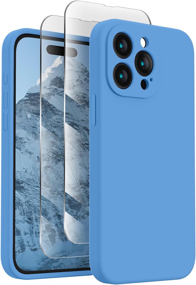 FireNova Designed for iPhone 15 Pro Max Case, Silicone Upgraded [Camera Protection] Phone Case, Soft Anti-Scratch Microfiber Lining Inside, 6.7 inch, Blue