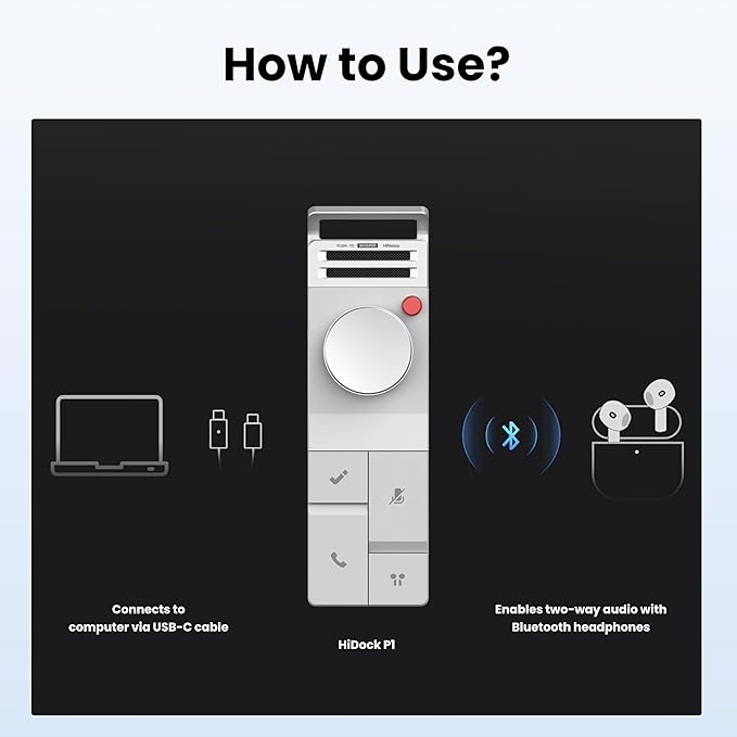 HiDock P1 AI Voice Recorder: Smart Voice Recorder Work with Bluetooth Earbuds Portable Digital Recording Device BlueCatch Tech Meeting Transcription Summary Playback HiNotes Control 64GB(Space Gray)