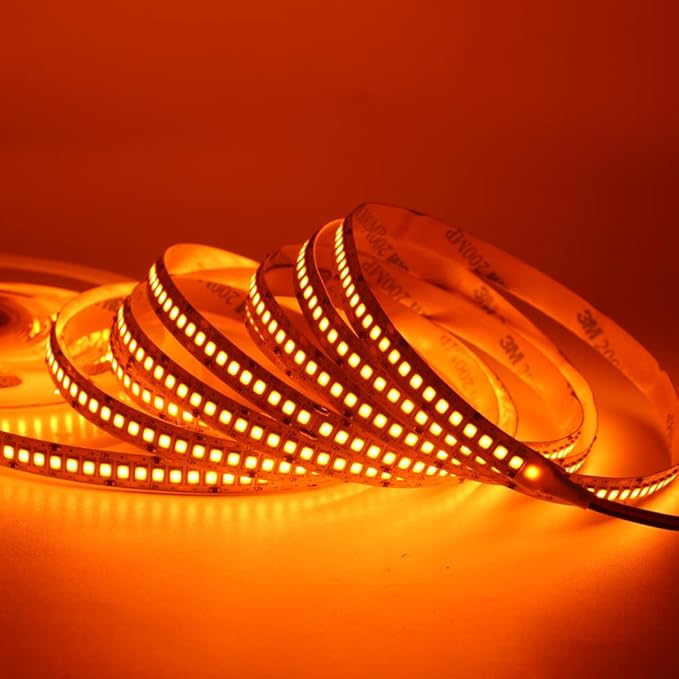 SUYOOULIN LED Strip Lights, SMD 2835 LED Strip, DC12V 1200LEDs 16.4Ft 26000LM High Density LED Light Strips Non-Waterproof IP21, 3 Times Brightness Than SMD3528 LED Strip, Orange